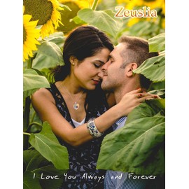 Zeuslia Sunflower Heart Birthstone Necklaces for Women, 925 Sterling Silver Women Pendant Necklace, Mother's Day Birthday Anniversary Jewelry Gifts for Wife Girlfriend Mom Grandma Daughter, Sterling