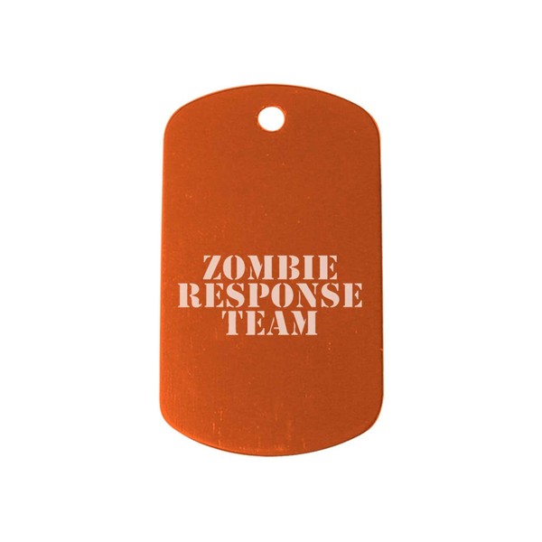 Zombie Response team 3L text ZRT Orange Dog Tag Custom Engraved By NDZ Performance