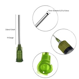 100Pcs 14 Gauge 1.5 Inch Industrial Dispensing Needles with Luer Lock, Blunt Tip, Screw Interface for Refilling Liquid Inks Adhesive Glue