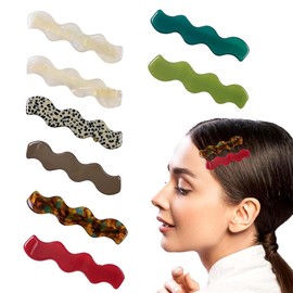 Metal Hair Clips, Pack of 8 Acrylic Resin Hair Clips, Handmade Hair Clips, Fashion Hair Pins, Gold Hair Clips, Hair Snap Clips, Hair Accessories for Women Girls