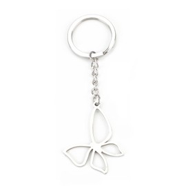 FRULX Stylish Stainless Steel Butterfly Keychain, Cute Minimalist Keyring Pendant, Perfect Gifts for Women, Kids, Adults, Unisex-Adults, Unisex-Kids, Metallic Silver