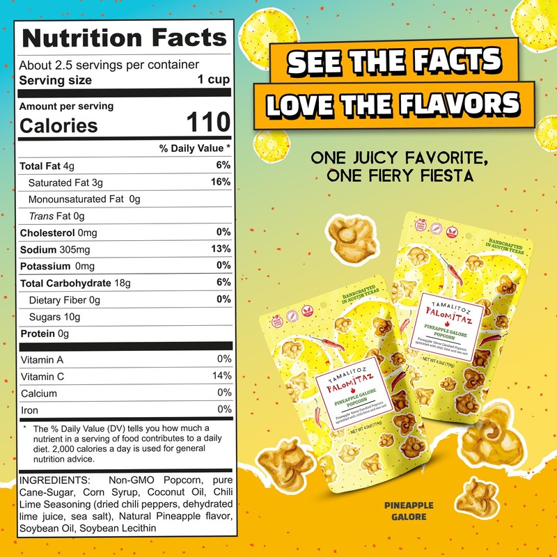 Palomitaz Pineapple Galore Popcorn Sweet & Spicy Mexican-Style Kettle Corn