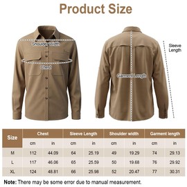BSBUY Safari Men's Shirt, Breathable Button Down Shirt, Casual Regular Fit Outdoor Shirt, Quick-Drying Functional Shirt, Fishing Shirt for Hiking Shirt, Fishing, Safari, Travel, Golf, brown, L