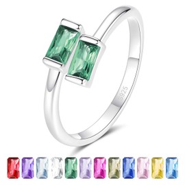 Nisgoin Sterling Silver Birthstone Rings : May Green Birthstone Rings For Women Adjustable Stackable Emerald Birthstone Ring Simple Christmas Birthday Jewelry Gift
