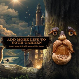 Bird Feeders with Tree Faces - Outdoor Tree Art Decorations - Surprise Present