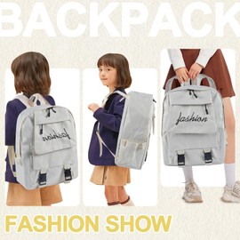 Wffeila Schulrucksack Mädchen Teenager Rucksack Schule,Wasserdichter Tagesrucksack,15,6 Zoll Laptop Schulrucksack,Rucksack Damen,für Ausflüge, Uni, Schule u. Büro (weiß)