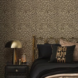 JiffDiff Leopard Print Peel and Stick Wallpaper, Waterproof Removable Self Adhesive Textured Wall Paper, Yellow Unique Funky Cheetah Contact Paper for Bedroom and Bathroom 1200"X17.3"(144.3 sq. ft)