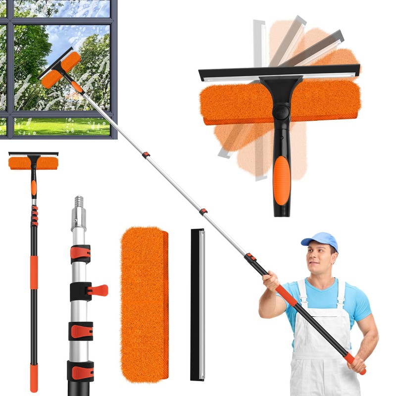 26FT High Window Cleaning Kit with Pole, 2 in 1
