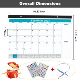 2023-2024 Desk Calendar, Large Monthly Pages 17" x 12" Runs from January 2023 - June 2024, 18 Months Large Desk Pad Calendar with Corner Protectors for Planning and Organizing, Suitable for Home and Office, (Blue)