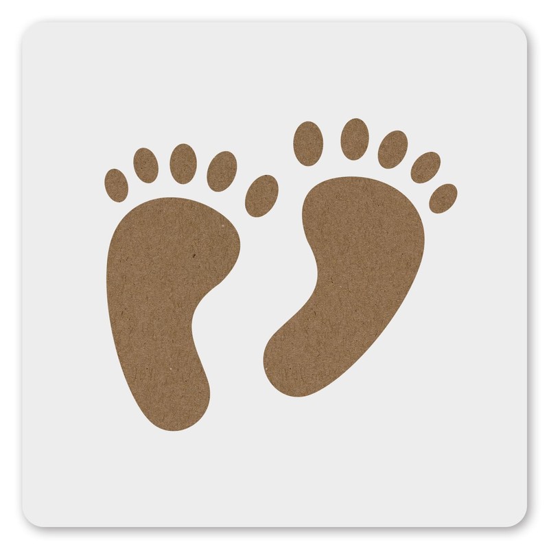 MAGJUCHE Footprint Stencil 6 Inches, Reusable Baby Feet Stencil for