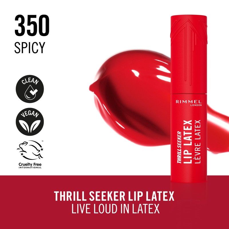 Rimmel London, Thrill Seeker Lip Latex, Rossetto liquido, Lucidalabbra, Colore