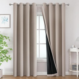 Estelar Textiler Natural 100% Blackout Curtains 108 Inch Long 2 Panels Set for Living Room, Thermal Insulated Extra Long Grommet Curtains for Bedroom, Full Light Blocking Energy Saving Drapes,52Wx108L