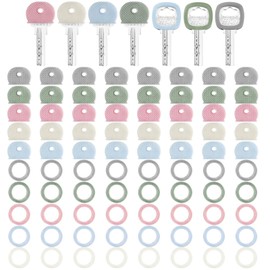 Blulu 80 Pieces Key Covers Caps Color Key Caps Tags Covers Set Plastic Key Identifier Rings Key Toppers for Keys Organization House Key(Morandi Color)