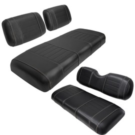 SHUNCHENXIANG 4PCS Golf Cart Seat Covers Kit fits Club Car DS Pre-2000, Black Stitching Breathable Washable Dettachable & Easy to Clean
