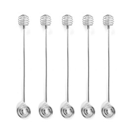 Spiral Shape Stirring Rod, Set of 5, Spiral Shape, Long Handle, Stainless Steel, Cream Whisk, Coffee Stirring Stick, Coffee Shop, Stylish, Tea, Coffee, Stirring Stick, Convenient for Home Use (Silver)