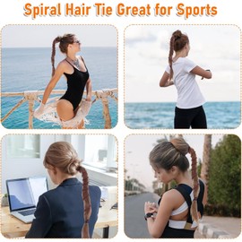 2Pcs Spiral Hair Ties, 35" Longhairs Ponytail Holders No Damage Elastic Braided Hair Ties for Long Hair for Gym, Swimming, Diving, Skiing Surfing (Black + Red, 35")