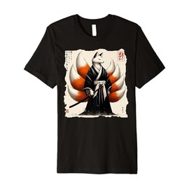 Samurai Kitsune Japanese Fox Art Ukiyo-E Tradition Premium T-Shirt