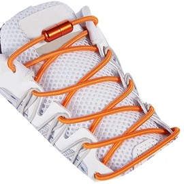 DALLAR Elastic No Tie Shoelaces in Various Colours, Round Shoelaces, Adjustable and Durable, Suitable for Boots, Shoes and Trainers, for Children and Adults, Orange, orange