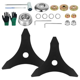 Kohnkdllc 2 Pack 10" x 3T Carbide Tip Brush Cutter WeedEater Blades Kit with 2 Set Universal Adapter Kit and 2 Round Files