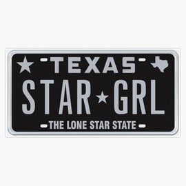 Star Girl Texas License Plate Bumper Sticker Vinyl Decal 5"