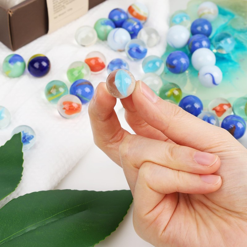 3 otters 110PCS Glass Marbles Bulk, 0.63inch Marbles Bulk Assorted
