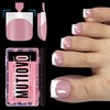 MUTIOVO French Tip Toe Nail Tips Press on, Sharp Square