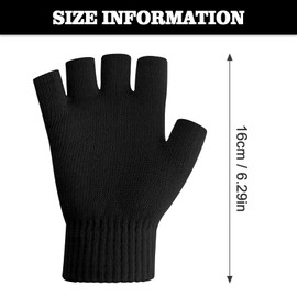 NZKNP Fingerless Gloves for Women & Men - Warm Knitted Mittens for Typing & Half Finger Gloves, Black, Dark Grey