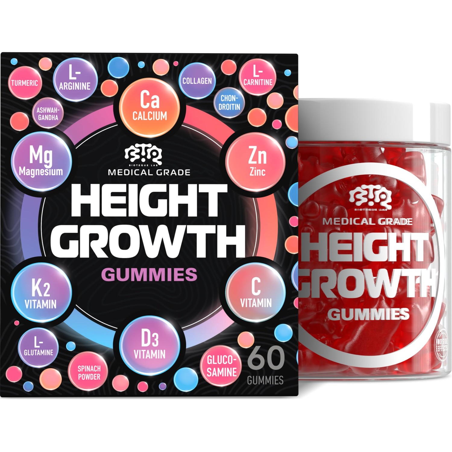 Height Growth Increase Gummies Vitamins, Grow Tall Supplement, Calcium ...