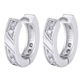 VEXXS Diamond Hoop Earrings for Men, 14K Gold Plated Iced Out Hoops Earrings Micro Pave 5A CZ Stones Dangle Earrings, Hypoallergenic Earrings for Men Hip Pop Earrings Street wear (A-Silver)