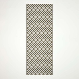 Homescapes May Outdoor Carpet Runner, Green/White, 75 x 200 cm, Weatherproof Rug, Geometric Patterned