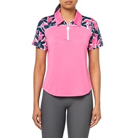 Stella Parker Women's Quarter Zip Tennis-Golf Polo Top-UPF+, Quick Dry, Moisture Wicking, Lipstick Pink