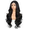 Sapphirewigs Lace Front Wig Synthetic Black 13x4 Body Wave Kanekalon