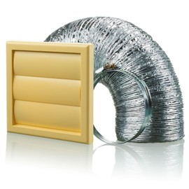 Cooker Hood Wall Ventilation Duct Gravity Flap Shutter Vent Kit Bathroom Fan or Kitchen Hob Extractor (6 inch Cotswold Stone)
