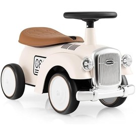 OLAKIDS Ride On Push Car, Toddler Foot-to-Floor Sliding Toy with Steering Wheel, Horn, Under Seat Storage, Kids Racer Walking Gift for Boys Girls (White)