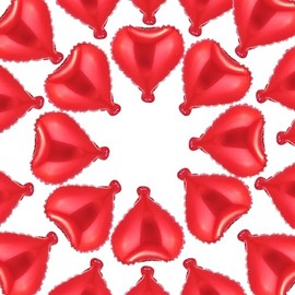 10 Inch Red Heart Mylar Balloons, 50pcs Small Foil Balloons for Birthday Party Wedding Baby Shower Valentine's Day Party Decorations