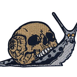 Skull Snail Patch Embroidered Applique Badge Iron On Sew On Emblem