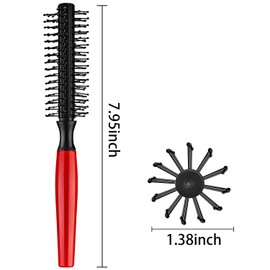 Boao Round Hair Brush 8 Row Quiff Roller Brush for Men 7.95 Non-Slip Circle Hairbrush Mini Anti-static Hairbrush RPM Small Quiff Roller for Blow Drying