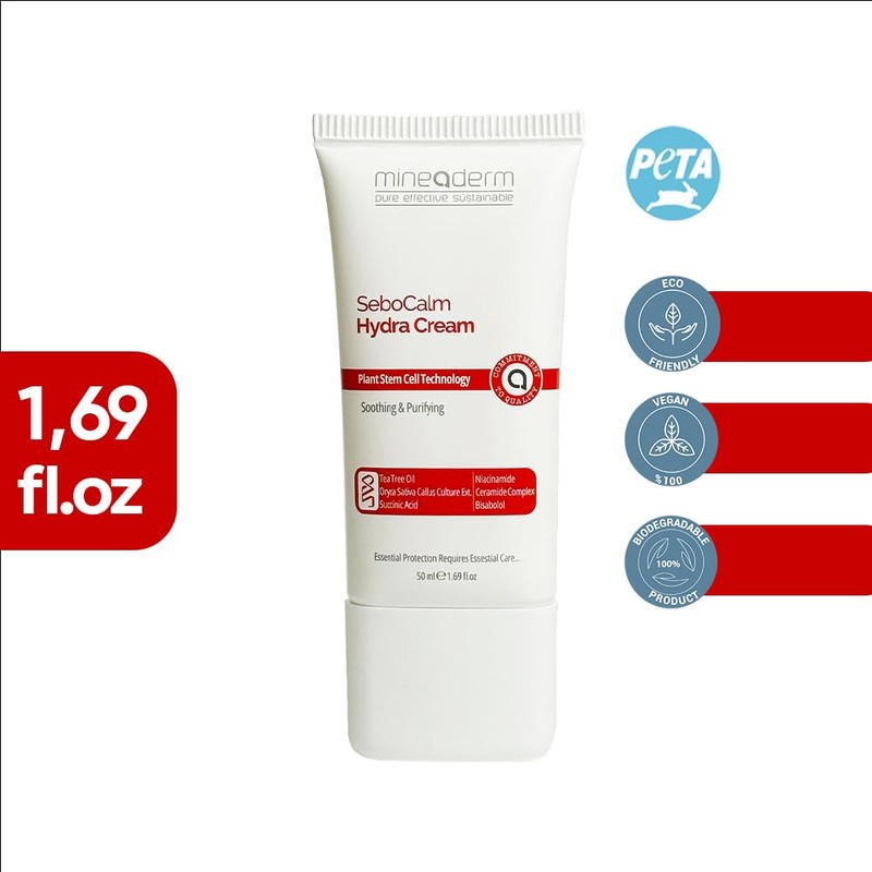 Mineaderm SeboCalm Hydra Cream – Gesichtscreme mit Ceramiden, Teebaumöl &