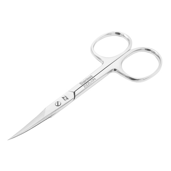 ZIZZLON Cuticle Scissors Extra Fine Curved Stainless Steel, Professional Eyebrow