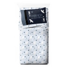 Jay Franco Wednesday Addams Twin Sheet Set - Super Soft Kids 4 Piece Bedding Set - Moon and Stars Microfiber Sheets Includes Reversible Pillow Covers