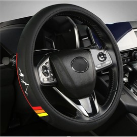 Premium Leather Steering Wheel Cover Compatible with Toyota Tacoma 4Runner Tundra Highlander Sequoia,Non-Slip, Breathable 15-16.5 inch