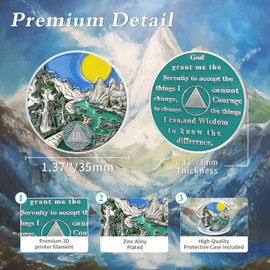 IELCJJ Sunlight 54 Year Sobriety Coin - Recovery 54 Year AA Coins - Serenity Prayer NA AA Chips and Medallions - 1-65 Prime Living Clean Sober Token - Narcotics Alcoholics Anonymous Gifts for Men Women