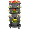 VECELO 5 Tier Vertical Garden Planter, Self Watering Stackable Planters