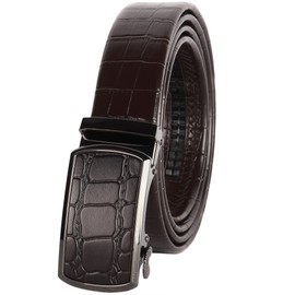 CANDOR AND CLASS Men's Leather Ratchet Belt, one size 24"-56" Waist, Automatic Click, Adjustable Buckle, Gift Box (A08Z Brown)