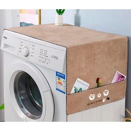 Fridge Dust Cover with Storage Pockets Fridge Dust Cover Washer And Dryer Top Cover 55IN x 21IN/ 140CMx55CM(LxW)