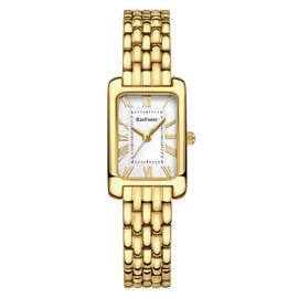 RioFoior Gold Watches for Women with Rectangular Case Roman Dial,Stainless Steel Band,Waterproof.Adjustment Tool Included