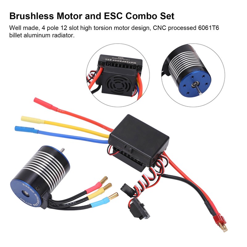 3650 4300KV No Sense Brushless Motor with 60A Waterproof ESC
