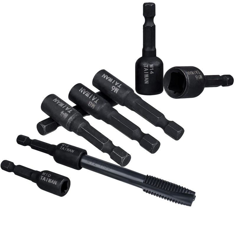 Yakamoz 8Pcs M4-M16 Screw Tap Socket Set 1/4 Inch Hex