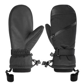 QKURT Ski Mittens, Winter Waterproof Snow Gloves Touchscreen Ski Gloves, Mens Thermal Snow Mittens Winter Cold Weather Gloves for Outdoor Skiing Running Cycling Hiking Snow