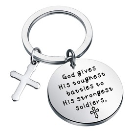 CHOORO Religious Jewelry Jesus Cross Keychain Christian Warrior Gift God Gaves His Toughest Battles to His Strongest Soldiers Keychain (god gives keychain)